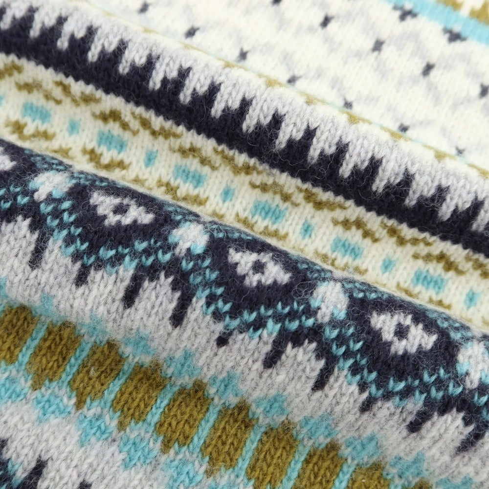 【中古】アイリッシュクローン IRISH CRONE ウール フェアアイル柄 クルーネック プルオーバーニット ホワイトxマルチカラー【 M 】【 状態ランクB 】【 メンズ 】