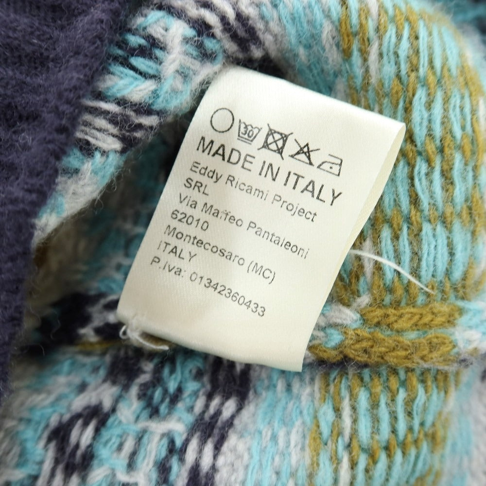 【中古】アイリッシュクローン IRISH CRONE ウール フェアアイル柄 クルーネック プルオーバーニット ホワイトxマルチカラー【 M 】【 状態ランクB 】【 メンズ 】