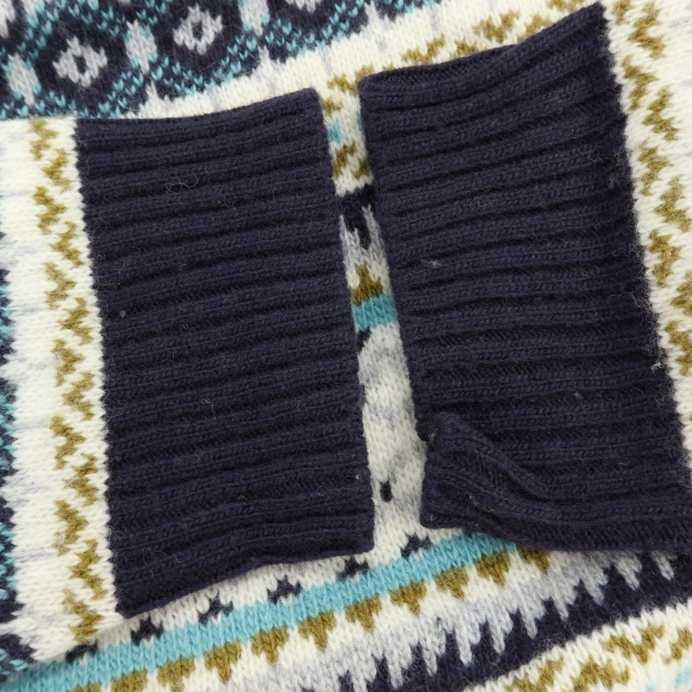 【中古】アイリッシュクローン IRISH CRONE ウール フェアアイル柄 クルーネック プルオーバーニット ホワイトxマルチカラー【 M 】【 状態ランクB 】【 メンズ 】