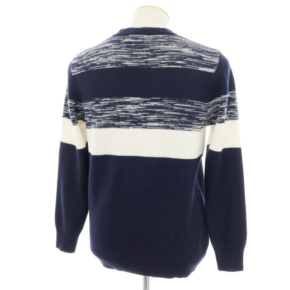 【中古】エグジビット EXIBIT ウールアクリル クルーネック プルオーバーニット ネイビーxホワイト【 M 】【 状態ランクA 】【 メンズ 】