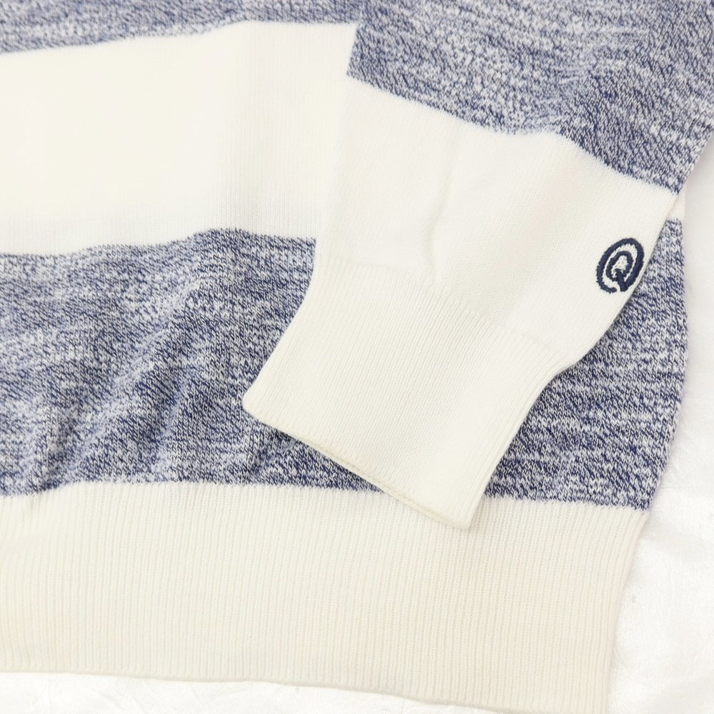 【中古】エムキュージェイ MQJ コットンアクリル ボーダー クルーネック プルオーバーニット ネイビーxホワイト【サイズM】【 状態ランクA 】【 メンズ 】