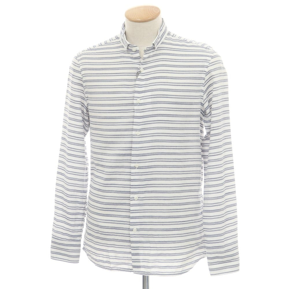 【中古】ブロックイレブン BL.11 BLOCK ELEVEN コットン ボーダー カジュアルシャツ ホワイトxネイビー【 S 】【 状態ランクA 】【 メンズ 】