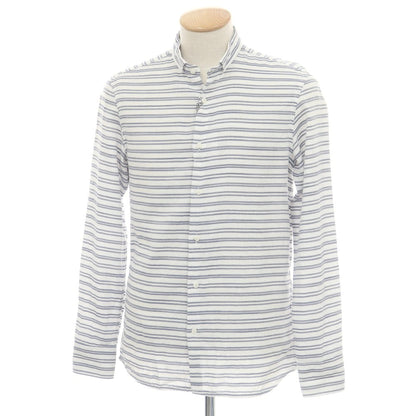 【中古】ブロックイレブン BL.11 BLOCK ELEVEN コットン ボーダー カジュアルシャツ ホワイトxネイビー【 S 】【 状態ランクA 】【 メンズ 】