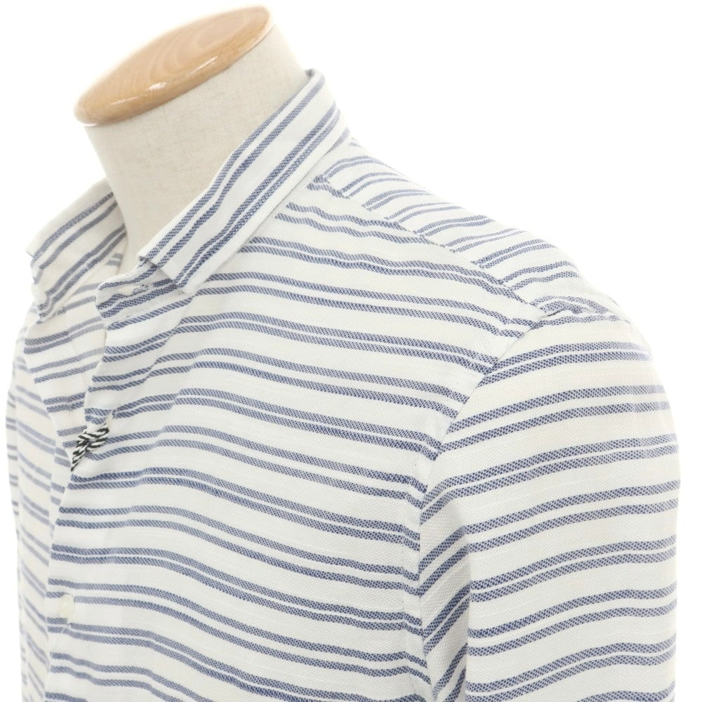 【中古】ブロックイレブン BL.11 BLOCK ELEVEN コットン ボーダー カジュアルシャツ ホワイトxネイビー【 S 】【 状態ランクA 】【 メンズ 】