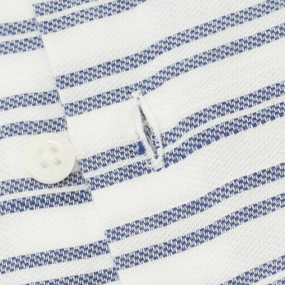 【中古】ブロックイレブン BL.11 BLOCK ELEVEN コットン ボーダー カジュアルシャツ ホワイトxネイビー【 S 】【 状態ランクA 】【 メンズ 】