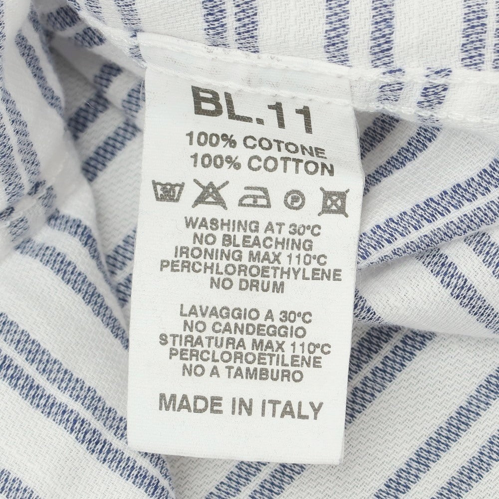 【中古】ブロックイレブン BL.11 BLOCK ELEVEN コットン ボーダー カジュアルシャツ ホワイトxネイビー【 S 】【 状態ランクA 】【 メンズ 】