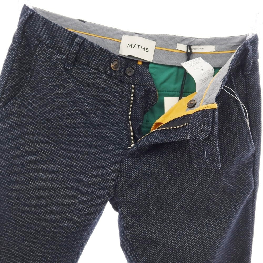 【中古】ミース MYTHS COLORED CHAIN ストレッチ ポリエステルレーヨン カジュアルスラックスパンツ ネイビーxグレー【 46 】【 状態ランクA 】【 メンズ 】