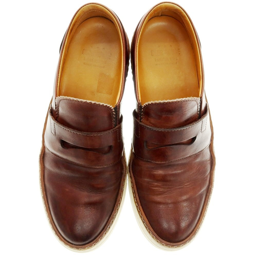 【中古】パントフォラドーロ Pantofola dOro レザー コインローファースニーカー ブラウン【 40 】【 状態ランクC 】【 メンズ 】