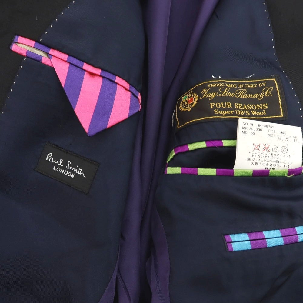 【中古】ポールスミス Paul Smith SUPER130’S ウール 2B テーラードジャケット ブラック【サイズS】【 状態ランクC 】【 メンズ 】[CPD]