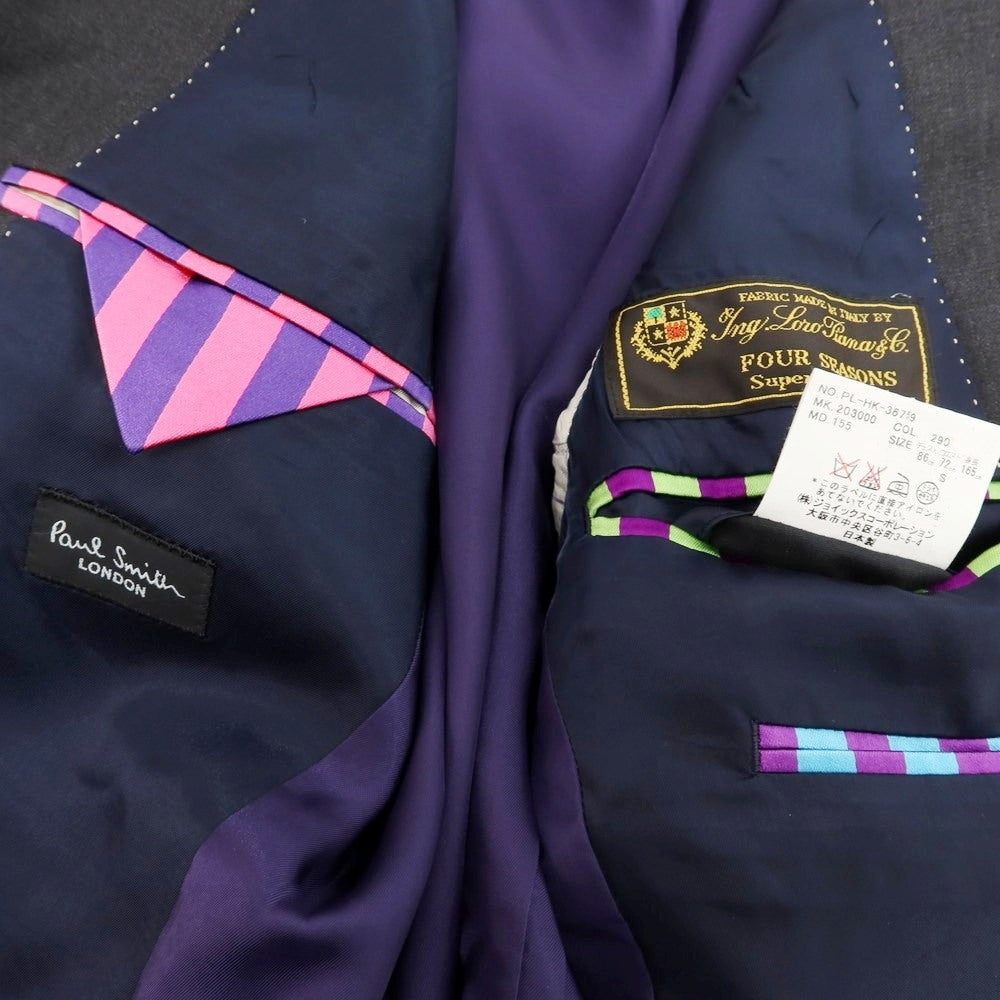 【中古】ポールスミス Paul Smith SUPER130’S ウール 2B テーラードジャケット ダークグレー【 S 】【 状態ランクC 】【 メンズ 】