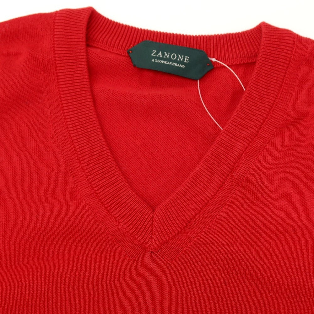 【中古】ザノーネ ZANONE ハイゲージ コットン Vネック ニットベスト レッド【サイズ44】【 状態ランクB 】【 メンズ 】