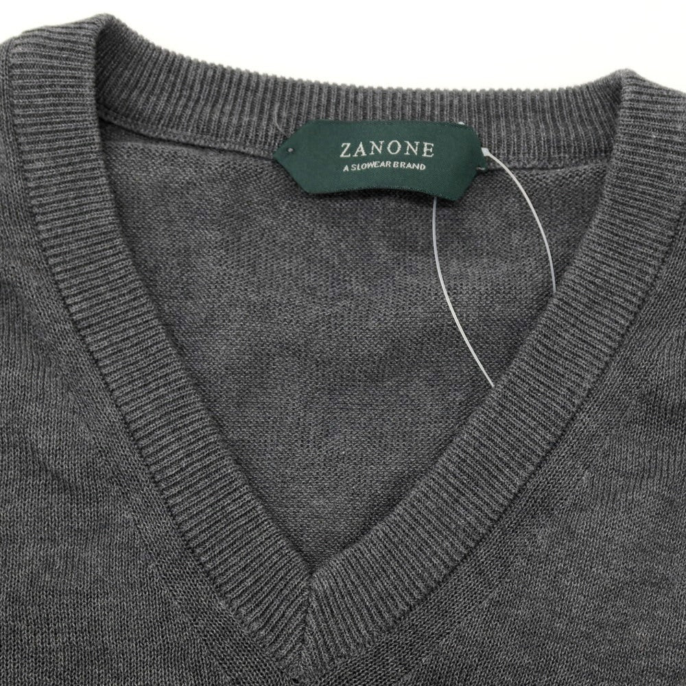 【中古】ザノーネ ZANONE ハイゲージ コットン Vネック ニットベスト グレー【サイズ44】【 状態ランクB 】【 メンズ 】