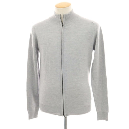 【中古】ジョンスメドレー JOHN SMEDLEY ハイゲージ ウール ダブルジップ スタンドカラー カーディガン ライトグレー【 S 】【 状態ランクB 】【 メンズ 】