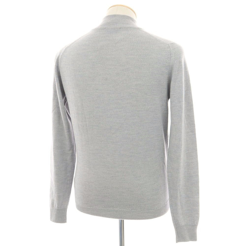 【中古】ジョンスメドレー JOHN SMEDLEY ハイゲージ ウール ダブルジップ スタンドカラー カーディガン ライトグレー【 S 】【 状態ランクB 】【 メンズ 】