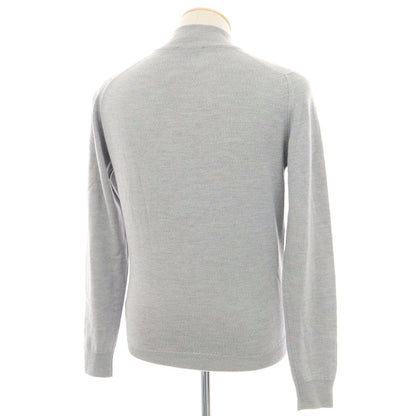 【中古】ジョンスメドレー JOHN SMEDLEY ハイゲージ ウール ダブルジップ スタンドカラー カーディガン ライトグレー【 S 】【 状態ランクB 】【 メンズ 】