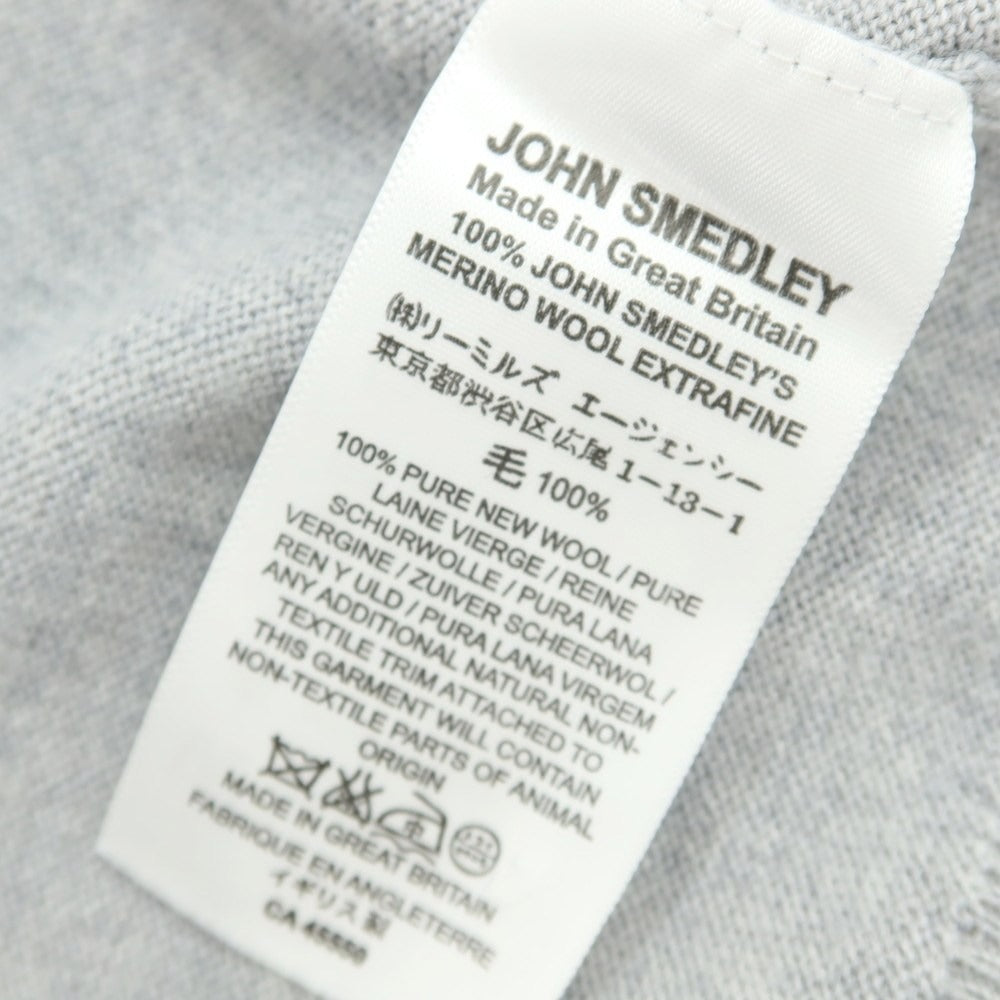 【中古】ジョンスメドレー JOHN SMEDLEY ハイゲージ ウール ダブルジップ スタンドカラー カーディガン ライトグレー【 S 】【 状態ランクB 】【 メンズ 】