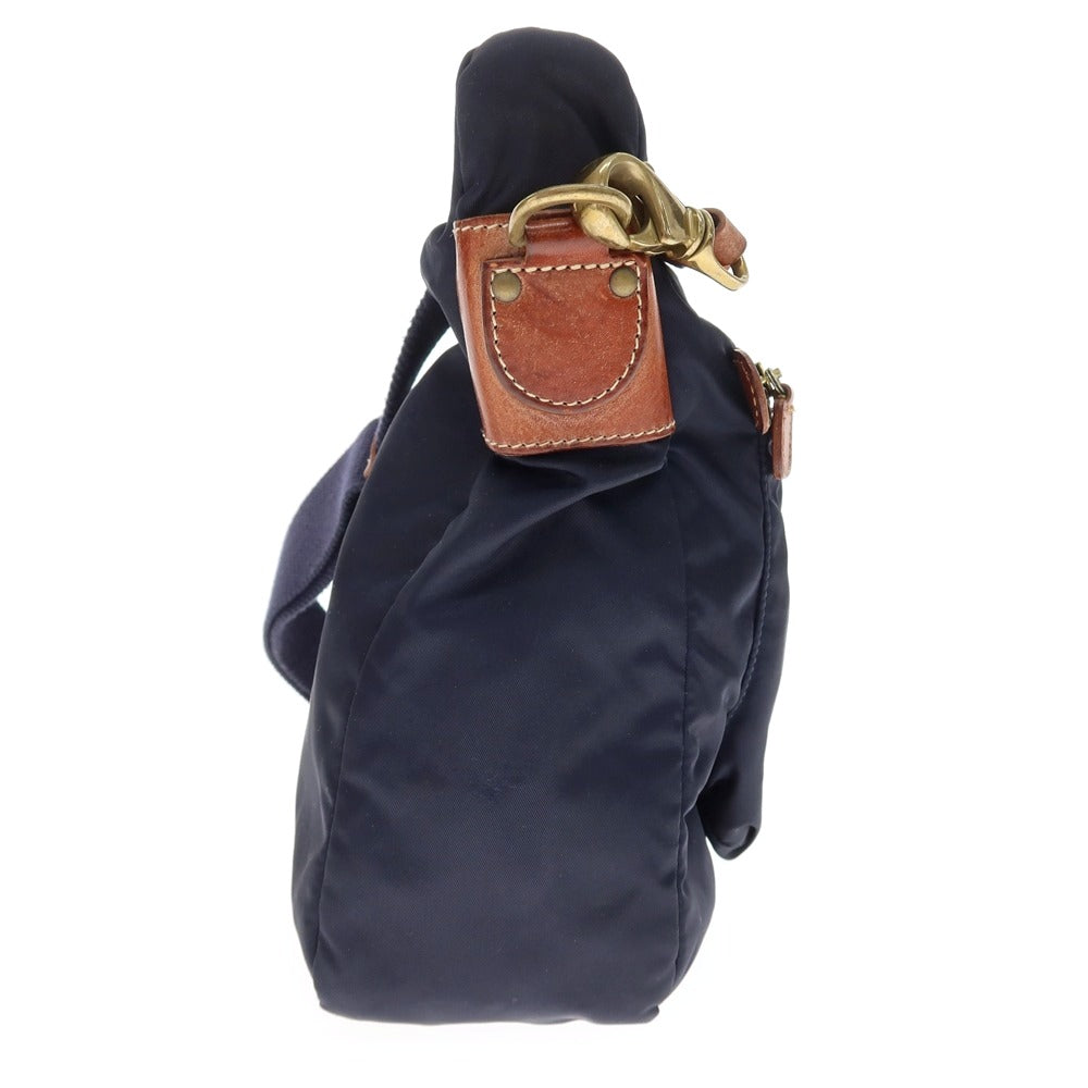 【中古】フェリージ Felisi 12-14 ナイロン レザー ショルダーバッグ ネイビーxブラウン【 状態ランクC 】【 メンズ 】