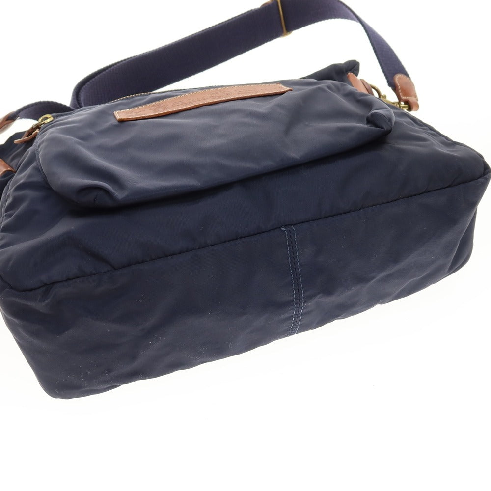 【中古】フェリージ Felisi 12-14 ナイロン レザー ショルダーバッグ ネイビーxブラウン【 状態ランクC 】【 メンズ 】