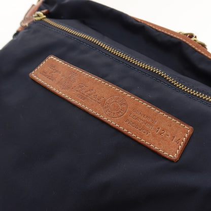 【中古】フェリージ Felisi 12-14 ナイロン レザー ショルダーバッグ ネイビーxブラウン【 状態ランクC 】【 メンズ 】