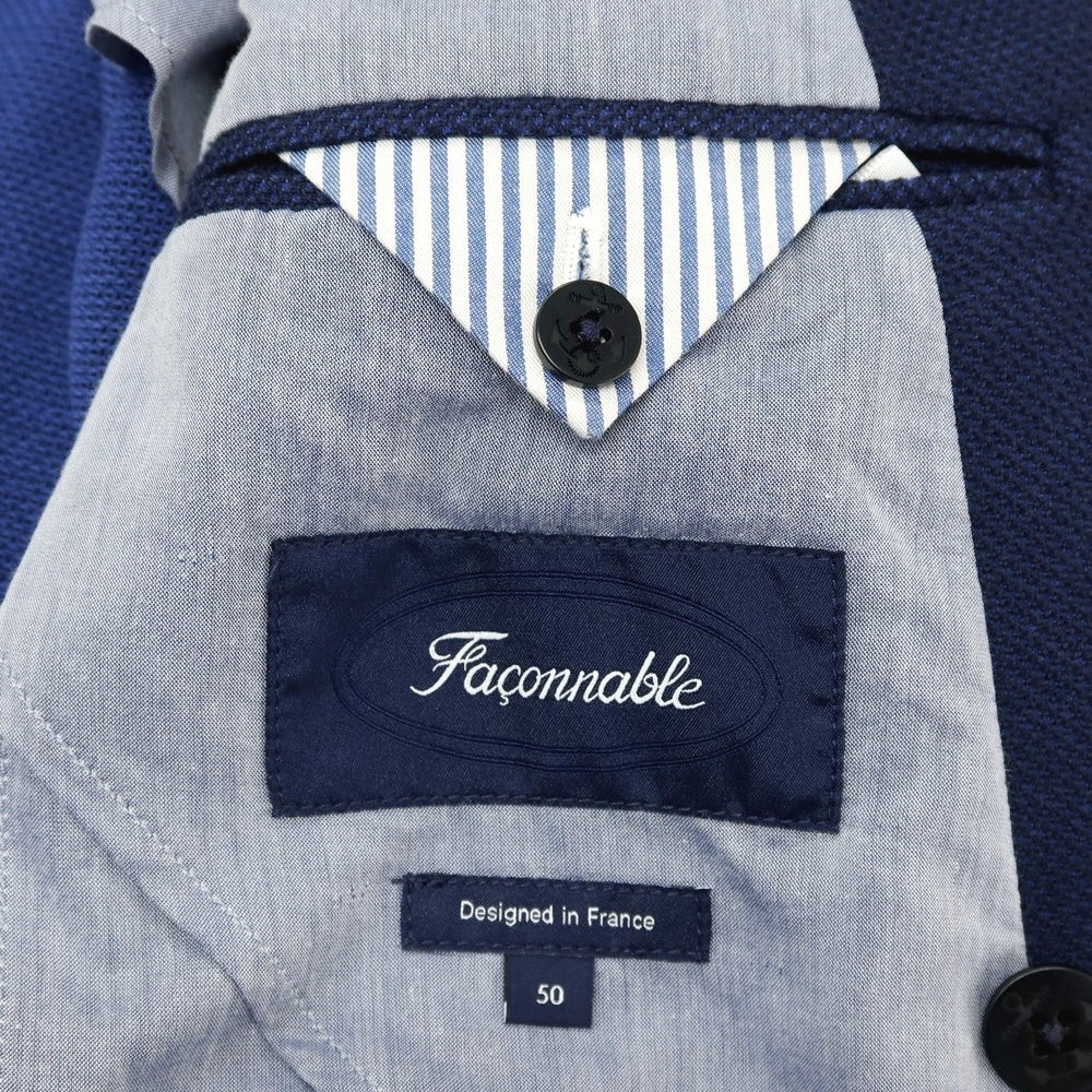 【中古】ファッソナブル Faconnable コットンポリウレタン ダブル4B テーラードジャケット ネイビー【サイズ50】【 状態ランクB 】【 メンズ 】