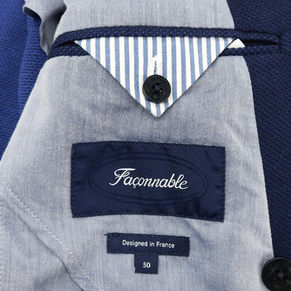 【中古】ファッソナブル Faconnable コットンポリウレタン ダブル4B テーラードジャケット ネイビー【サイズ50】【 状態ランクB 】【 メンズ 】