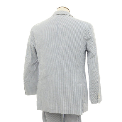 【中古】ラルディーニ LARDINI コットン サッカー ストライプ 3つボタンスーツ セットアップ ブルーxホワイト【 50 7REG 】【 状態ランクA 】【 メンズ 】 []