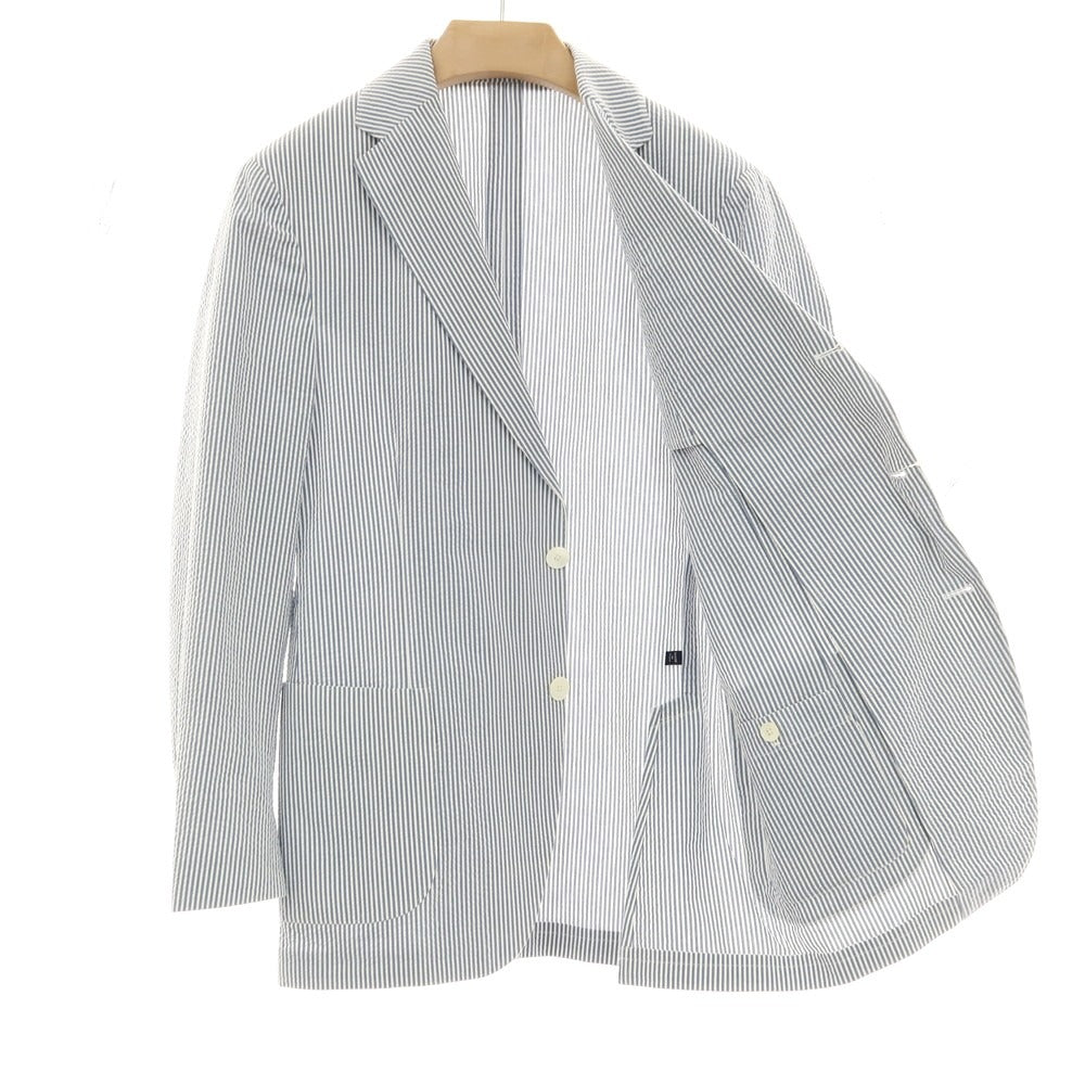 【中古】ラルディーニ LARDINI コットン サッカー ストライプ 3つボタンスーツ セットアップ ブルーxホワイト【 50 7REG 】【 状態ランクA 】【 メンズ 】 []