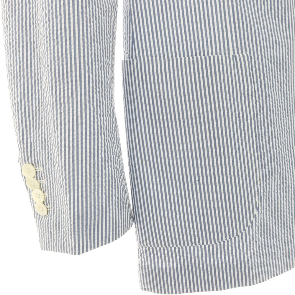 【中古】ラルディーニ LARDINI コットン サッカー ストライプ 3つボタンスーツ セットアップ ブルーxホワイト【 50 7REG 】【 状態ランクA 】【 メンズ 】 []