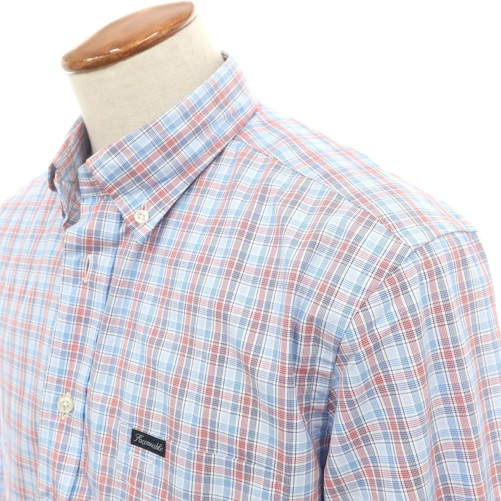 【中古】ファッソナブル Faconnable CLUB コットン チェック ボタンダウン カジュアルシャツ ブルーxホワイト【 M 】【 状態ランクA 】【 メンズ 】