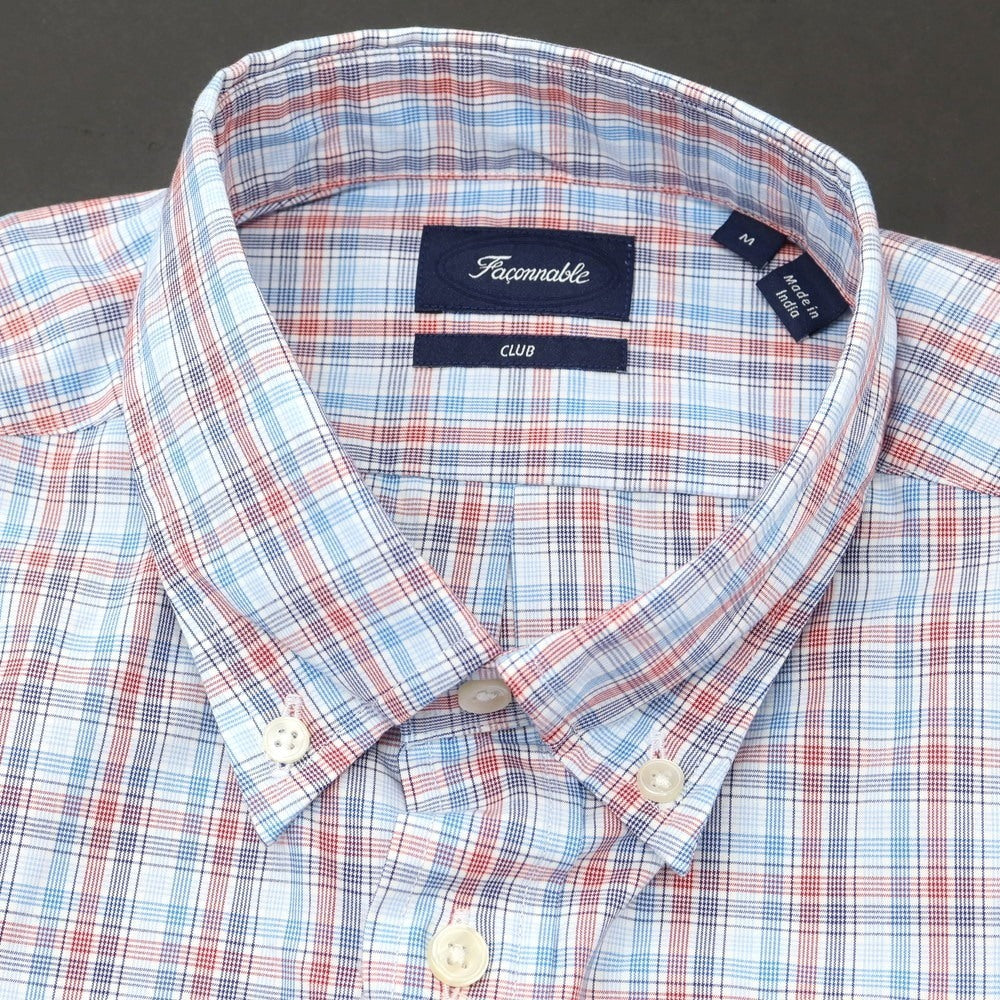 【中古】ファッソナブル Faconnable CLUB コットン チェック ボタンダウン カジュアルシャツ ブルーxホワイト【 M 】【 状態ランクA 】【 メンズ 】