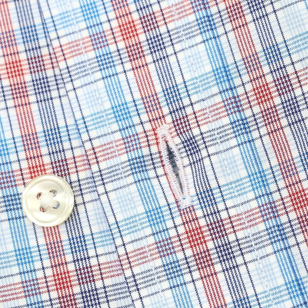 【中古】ファッソナブル Faconnable CLUB コットン チェック ボタンダウン カジュアルシャツ ブルーxホワイト【 M 】【 状態ランクA 】【 メンズ 】