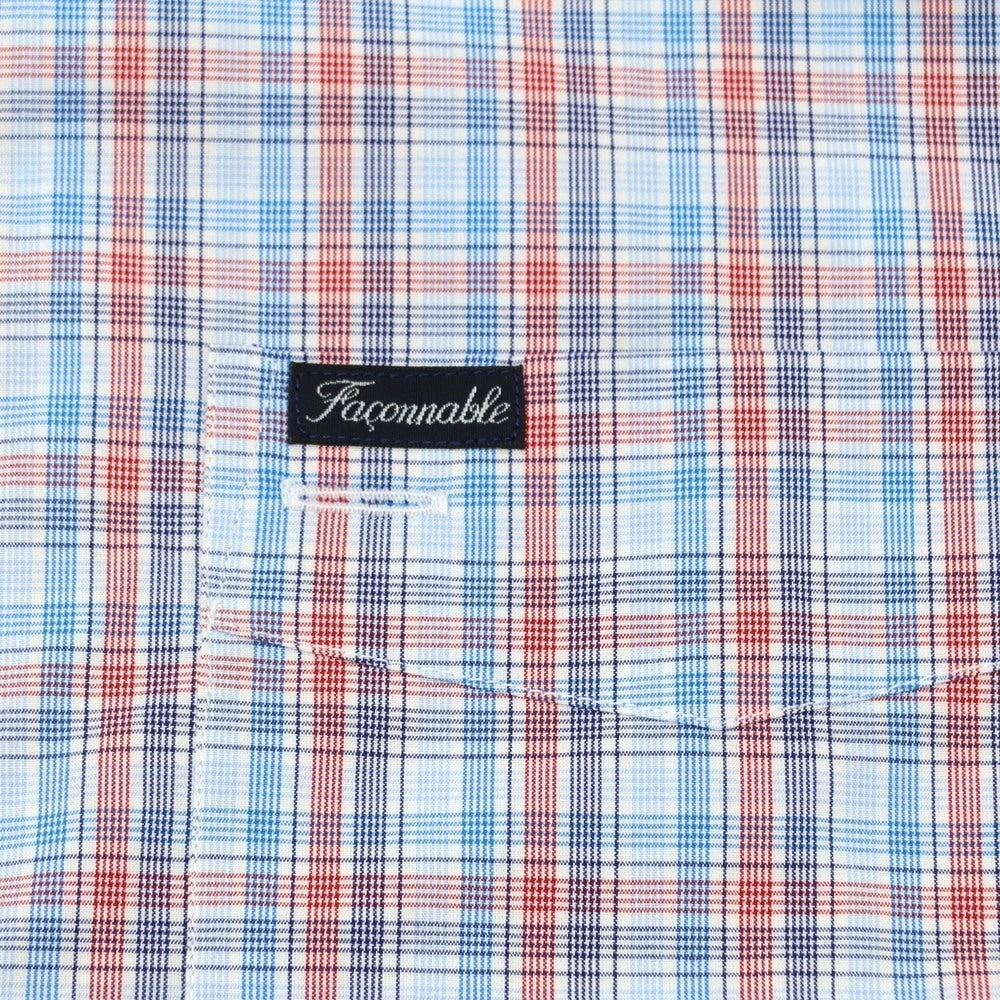 【中古】ファッソナブル Faconnable CLUB コットン チェック ボタンダウン カジュアルシャツ ブルーxホワイト【 M 】【 状態ランクA 】【 メンズ 】