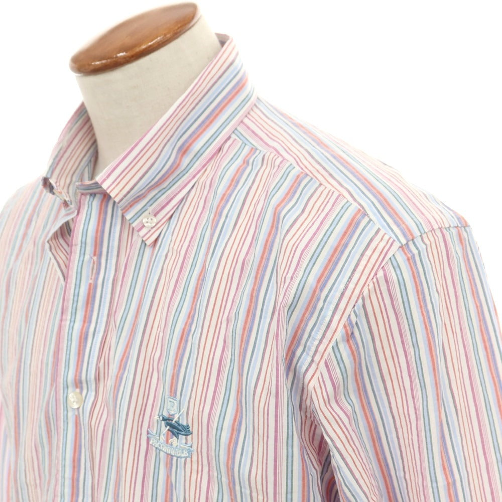 【中古】ファッソナブル Faconnable CLUB コットン マルチストライプ ボタンダウン カジュアルシャツ マルチカラー【 M 】【 状態ランクB 】【 メンズ 】