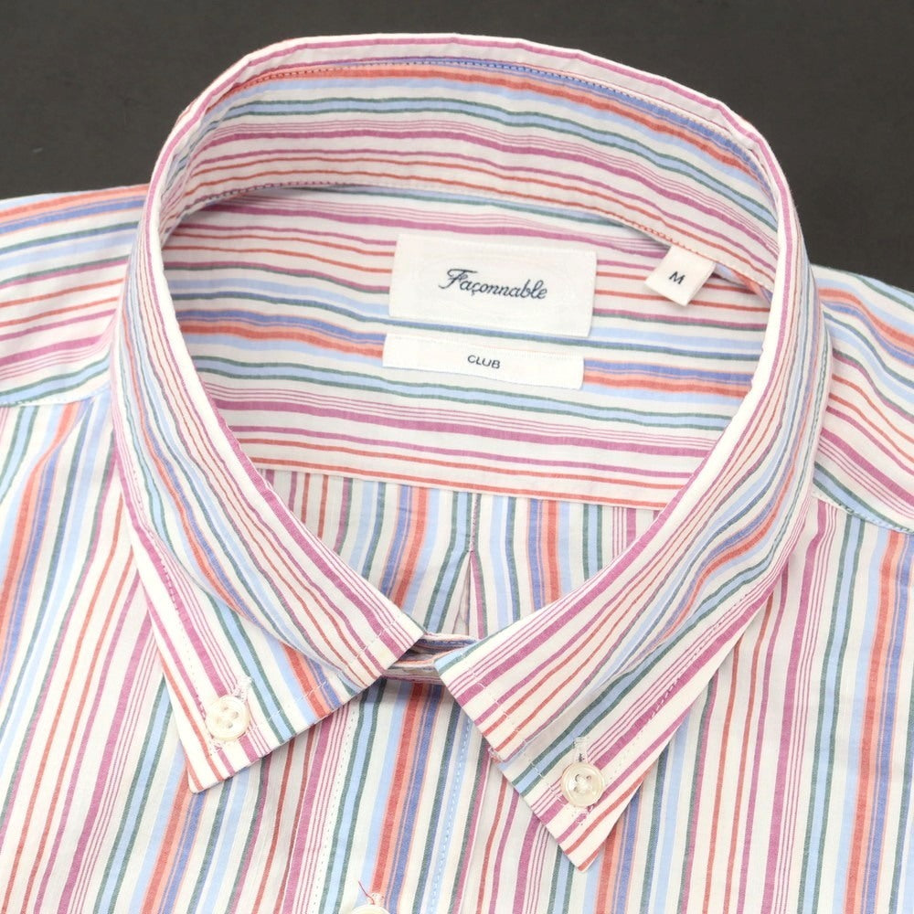 【中古】ファッソナブル Faconnable CLUB コットン マルチストライプ ボタンダウン カジュアルシャツ マルチカラー【 M 】【 状態ランクB 】【 メンズ 】