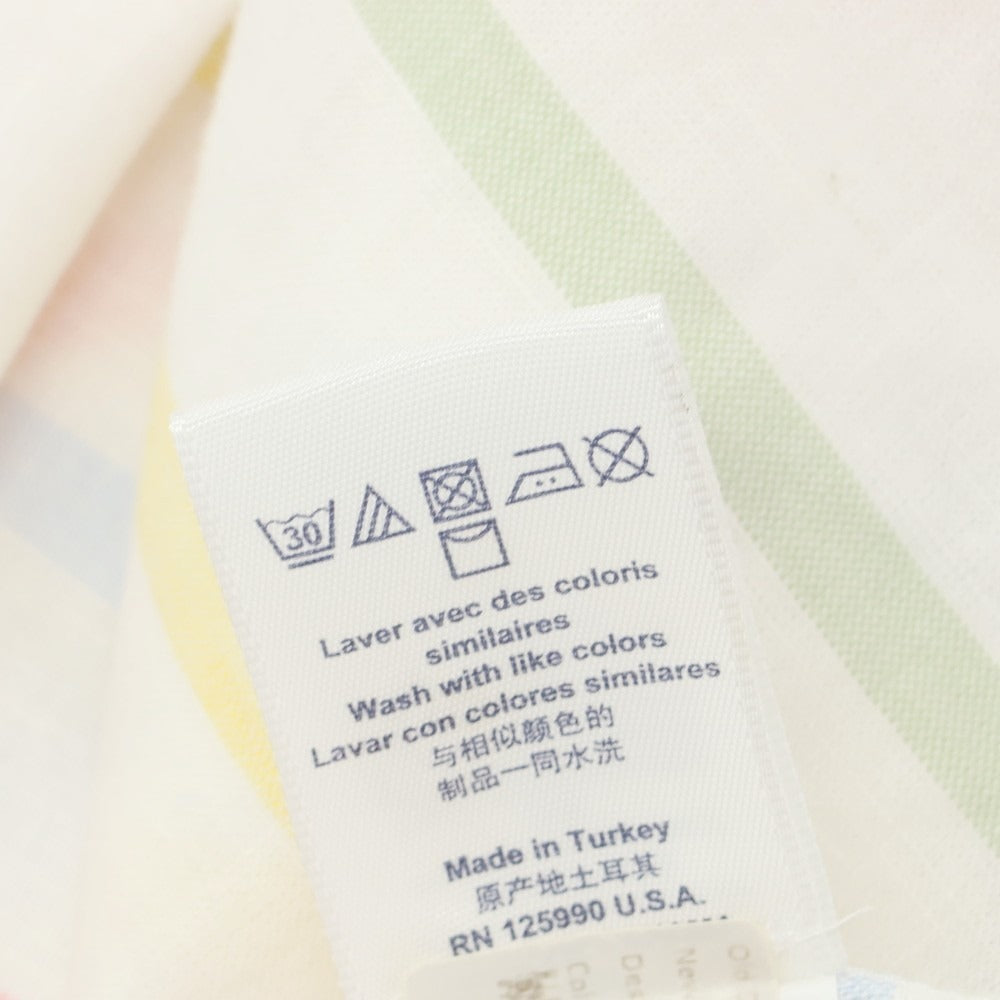 【中古】ファッソナブル Faconnable CLUB コットンリネン ボーダー プルオーバー カジュアルシャツ ホワイトxマルチカラー【 M 】【 状態ランクA 】【 メンズ 】