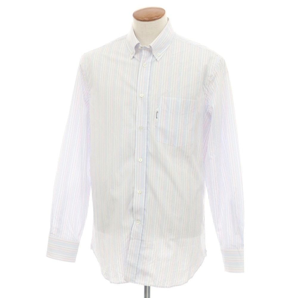 【中古】ファッソナブル Faconnable CLUB コットン ストライプ ボタンダウン カジュアルシャツ ホワイトxブルー【 40 】【 状態ランクA 】【 メンズ 】