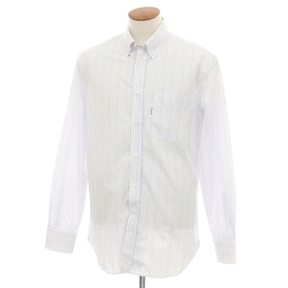 【中古】ファッソナブル Faconnable CLUB コットン ストライプ ボタンダウン カジュアルシャツ ホワイトxブルー【 40 】【 状態ランクA 】【 メンズ 】