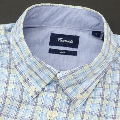 【中古】ファッソナブル Faconnable CLUB コットン チェック ボタンダウン カジュアルシャツ ブルーxライトグリーン【 S 】【 状態ランクA 】【 メンズ 】
