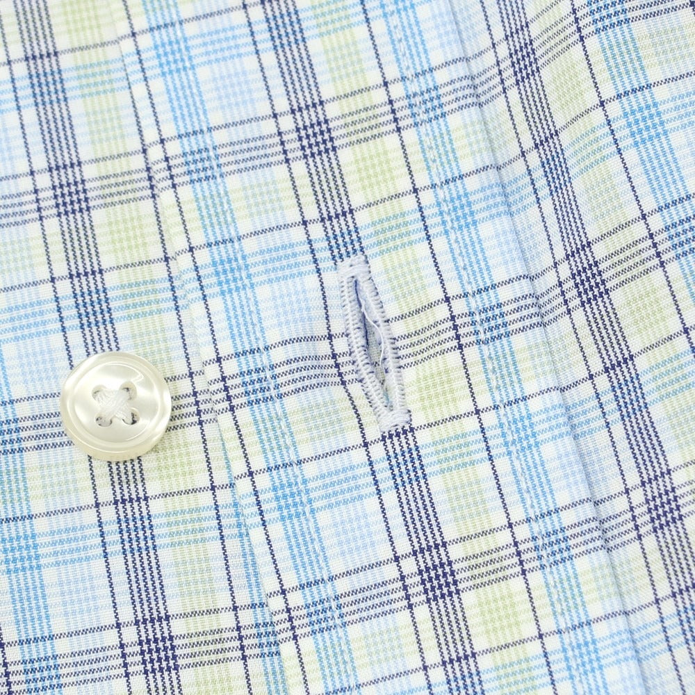 【中古】ファッソナブル Faconnable CLUB コットン チェック ボタンダウン カジュアルシャツ ブルーxライトグリーン【 S 】【 状態ランクA 】【 メンズ 】