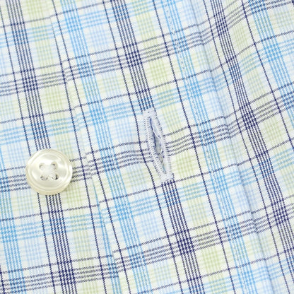 【中古】ファッソナブル Faconnable CLUB コットン チェック ボタンダウン カジュアルシャツ ブルーxライトグリーン【 S 】【 状態ランクA 】【 メンズ 】