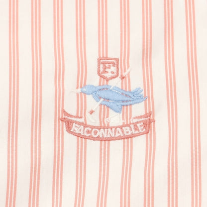 【中古】ファッソナブル Faconnable CLUB コットン ストライプ ボタンダウン カジュアルシャツ サーモンピンクxホワイト【 S 】【 状態ランクA 】【 メンズ 】