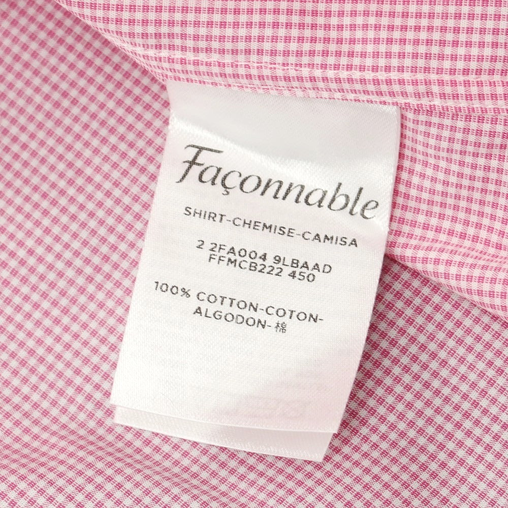 【中古】ファッソナブル Faconnable CLUB コットン チェック ボタンダウン カジュアルシャツ ピンクxホワイト【サイズ40】【 状態ランクA 】【 メンズ 】[CPD]