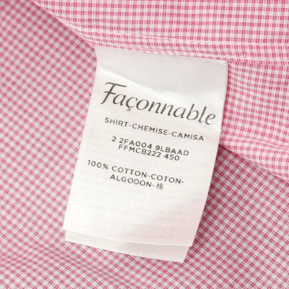 【中古】ファッソナブル Faconnable CLUB コットン チェック ボタンダウン カジュアルシャツ ピンクxホワイト【 40 】【 状態ランクA 】【 メンズ 】