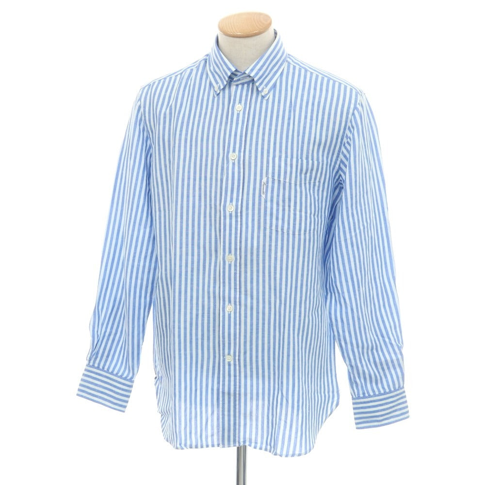 【中古】ファッソナブル Faconnable CLUB コットンリネン ストライプ ボタンダウン カジュアルシャツ ブルーxホワイト【 39 】【 状態ランクA 】【 メンズ 】