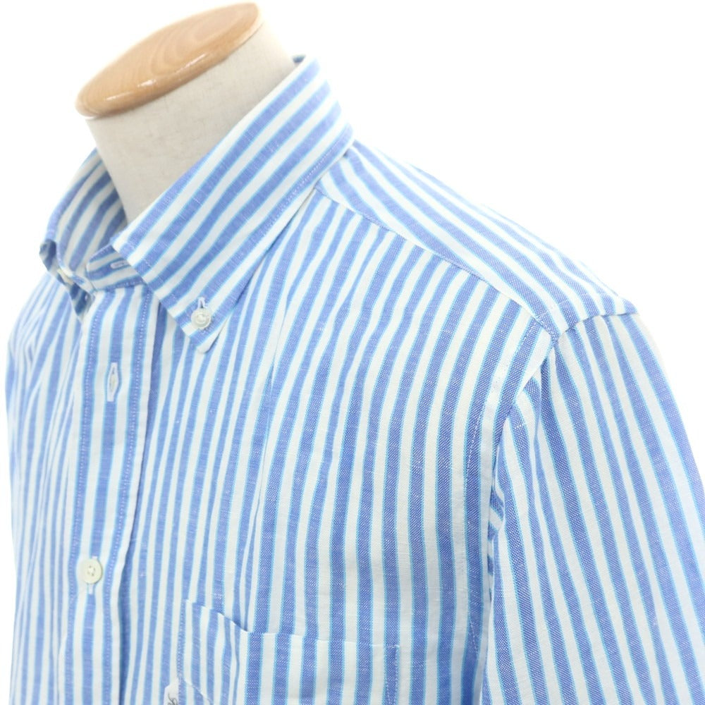 【中古】ファッソナブル Faconnable CLUB コットンリネン ストライプ ボタンダウン カジュアルシャツ ブルーxホワイト【 39 】【 状態ランクA 】【 メンズ 】