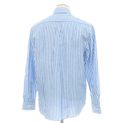 【中古】ファッソナブル Faconnable CLUB コットンリネン ストライプ ボタンダウン カジュアルシャツ ブルーxホワイト【 39 】【 状態ランクA 】【 メンズ 】