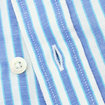 【中古】ファッソナブル Faconnable CLUB コットンリネン ストライプ ボタンダウン カジュアルシャツ ブルーxホワイト【 39 】【 状態ランクA 】【 メンズ 】