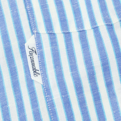 【中古】ファッソナブル Faconnable CLUB コットンリネン ストライプ ボタンダウン カジュアルシャツ ブルーxホワイト【 39 】【 状態ランクA 】【 メンズ 】