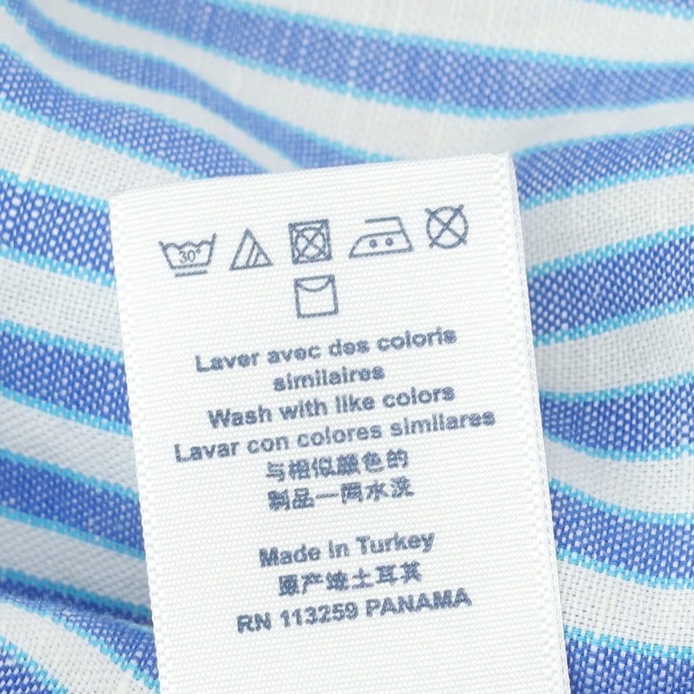 【中古】ファッソナブル Faconnable CLUB コットンリネン ストライプ ボタンダウン カジュアルシャツ ブルーxホワイト【 39 】【 状態ランクA 】【 メンズ 】