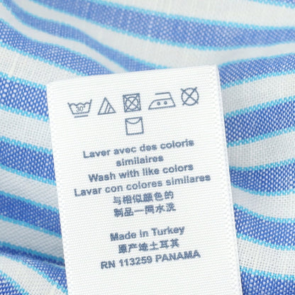 【中古】ファッソナブル Faconnable CLUB コットンリネン ストライプ ボタンダウン カジュアルシャツ ブルーxホワイト【 39 】【 状態ランクA 】【 メンズ 】